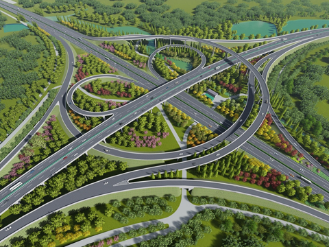  现代高速立交桥su模型 