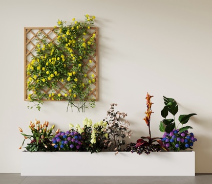 现代花坛 盆栽 室内花坛 绿植su模型