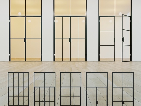  玻璃隔断。一扇门。十六3d模型 