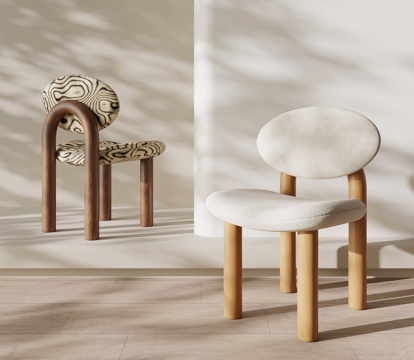  侘寂中古椅子 餐椅su模型 