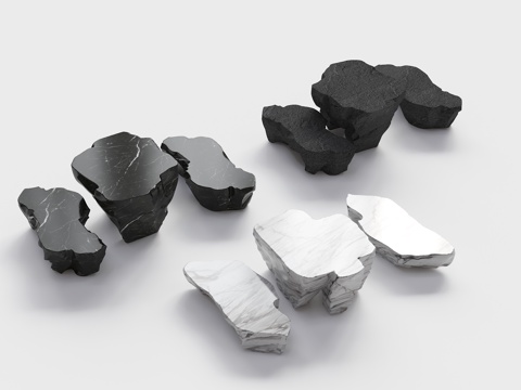  石头茶几 石桌 石凳 石头桌椅 户外石头桌子 石几 现代石头3d模型 