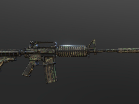  M4A1突击步枪低多边形3d模型 