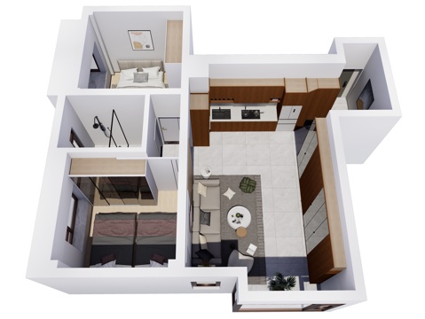  现代家装鸟瞰  室内家装空间 LOFT公寓 公寓样板房3d模型 