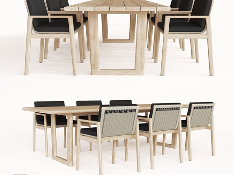  MESA柚木长方形餐桌3d模型 