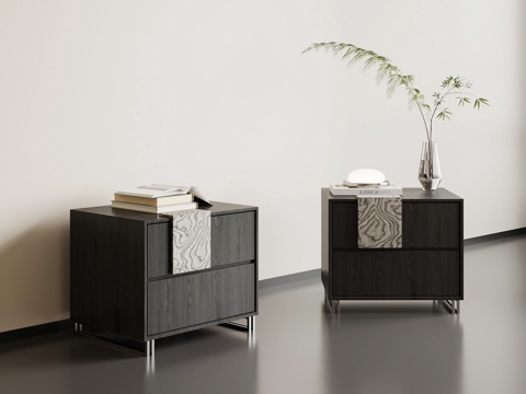 现代意式床头柜su模型