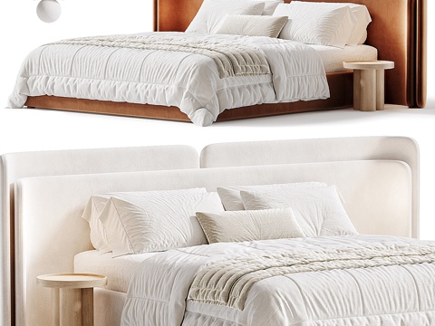  现代双人床3d模型 