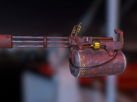  生锈的迷你炮3d模型 