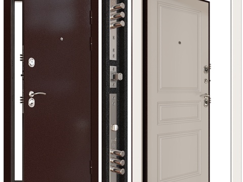  金属入户门3d模型 