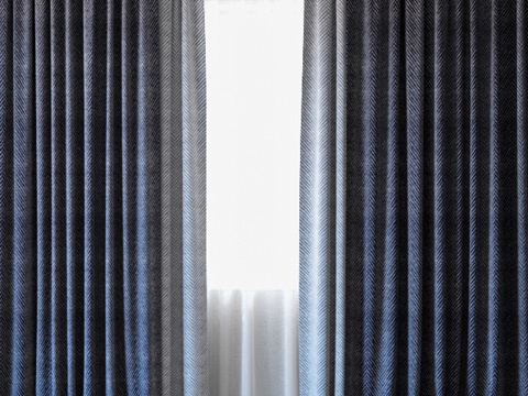  窗帘34 带薄纱窗帘3d模型 