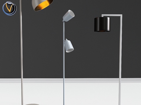  现代落地灯套装033d模型 