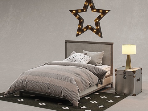  RH ASHBY 软包平台床套装3d模型 