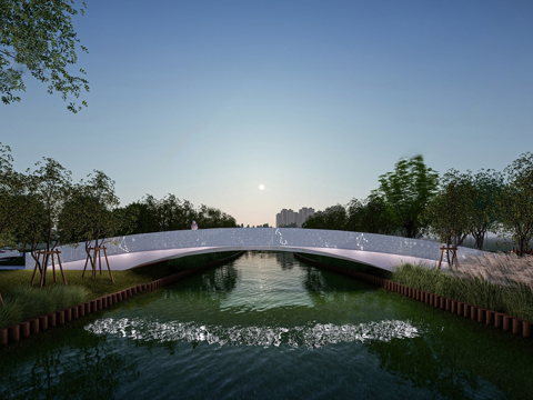  现代星宿景观桥su模型 