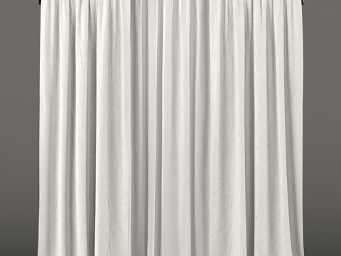  白色窗帘配白色薄纱3d模型 
