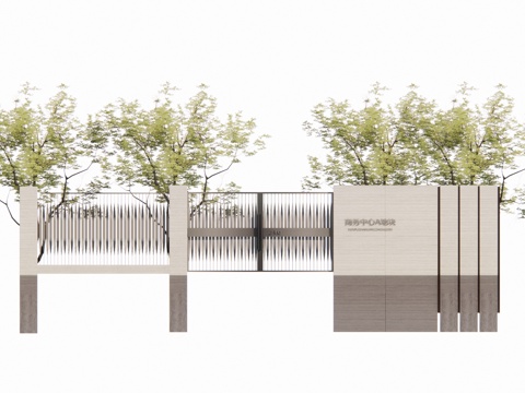 草坪灯 庭院门 水池 屋顶花园 门 室内景观 庭院 造景 景su模型