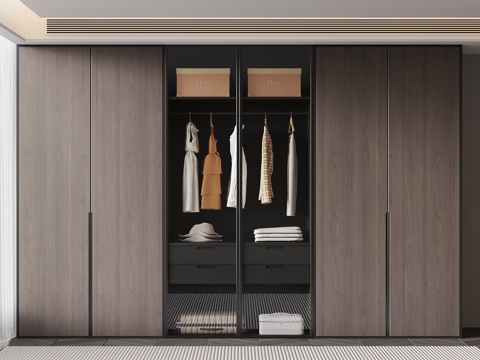 现代意式衣柜su模型