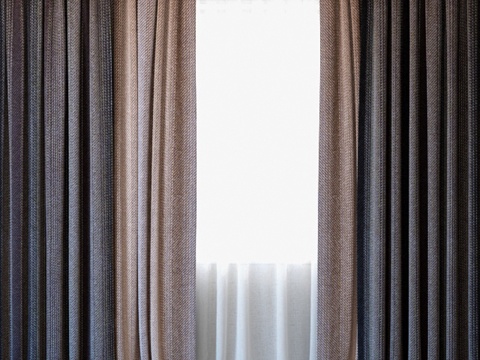  窗帘40 带薄纱窗帘3d模型 