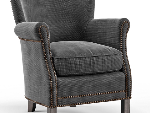  带钉头装饰的比利时俱乐部椅3d模型 