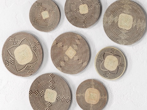  非洲藤编壁挂篮3d模型 