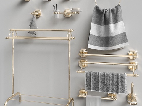  伯克利金G系列卫浴配件套装3d模型 