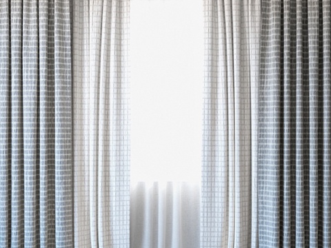  窗帘 41 带薄纱窗帘3d模型 