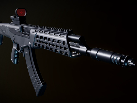  带反射瞄准镜的AK阿尔法3d模型 