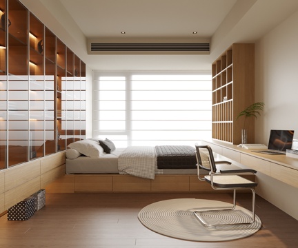 现代榻榻米卧室su模型