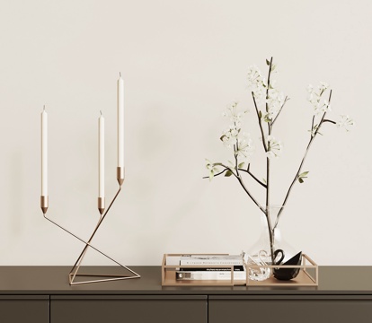 现代意式摆件 托盘 蜡烛su模型