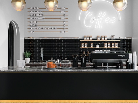  咖啡店 (vray GGX, corona PBR)3d模型 