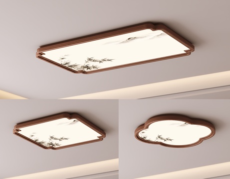 新中式吸顶灯su模型