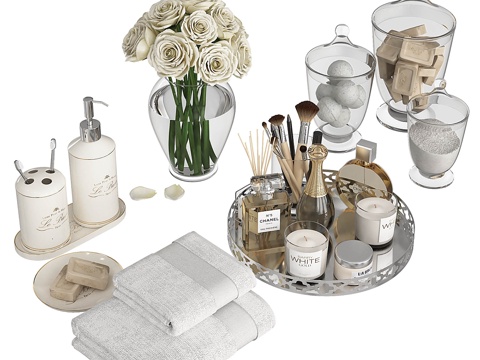  银金浴室装饰3d模型 