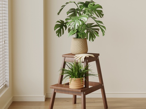 现代中古风花架su模型