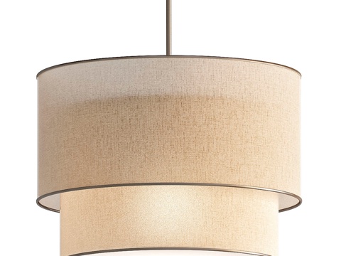  RH双层圆形灯罩亚麻布3d模型 