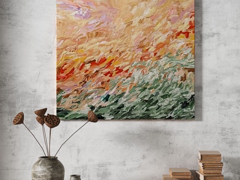  现代，轻奢，侘寂，肌理，简约，抽象，复古，装饰画3d模型 