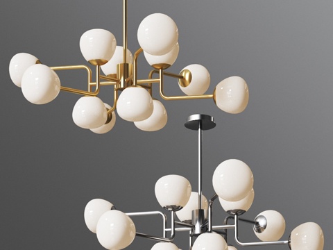  埃里希吊灯 MOD221-PL-12-G 金色铬色3d模型 