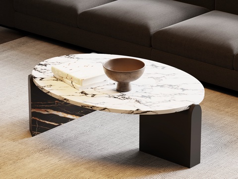  现代意式茶几 大理石茶几3d模型 