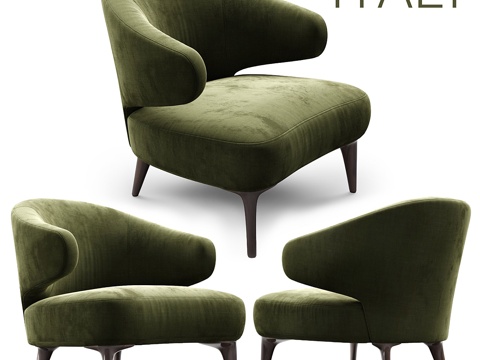  Minotti Aston 1橄榄绿扶手椅3d模型 