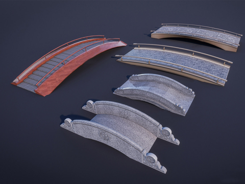  新中式景观桥su模型 