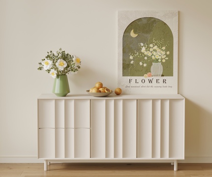 法式奶油风玄关柜 餐边柜su模型