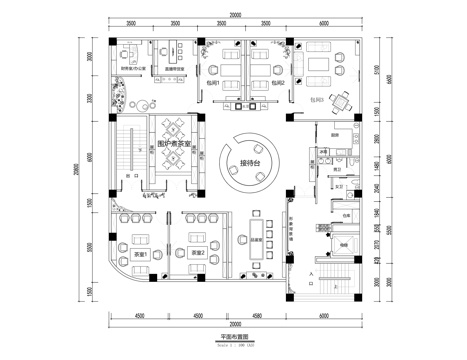  茶室会所装修施工图cad施工图 