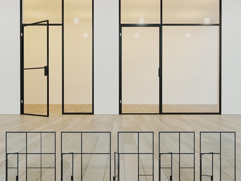  玻璃隔断。一扇门。十一3d模型 