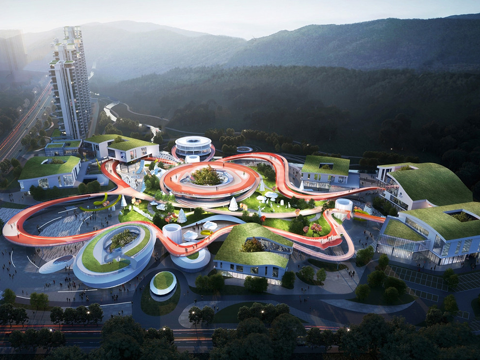  现代大型游乐场 娱乐设施su模型 