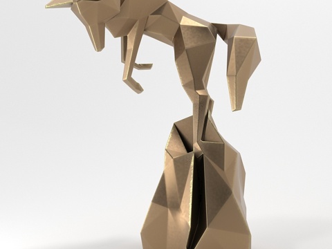  青铜狐狸雕像3d模型 