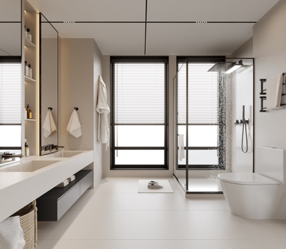 现代卫生间 洗手台su模型