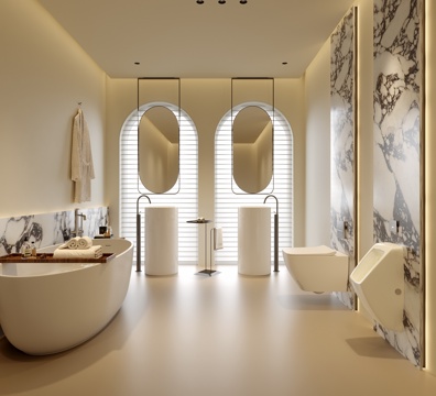 现代卫生间 别墅卫生间su模型