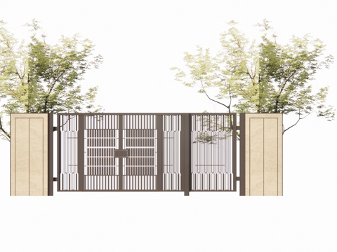 草坪灯 庭院门 水池 屋顶花园 门 室内景观 庭院 造景 景su模型