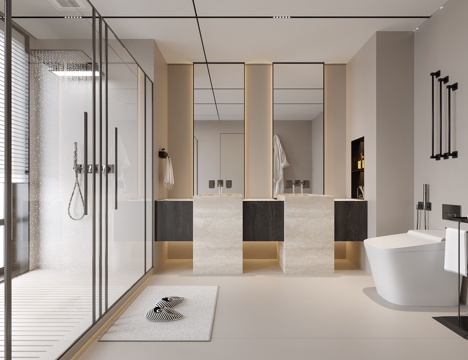  现代卫生间 洗手台3d模型 