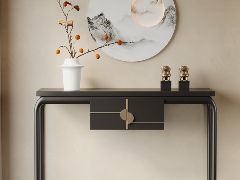  新中式玄关柜 端景台su模型 