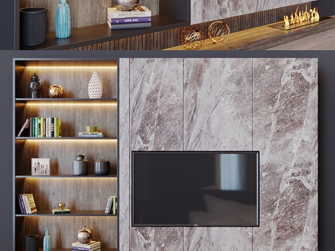  电视套装123d模型 