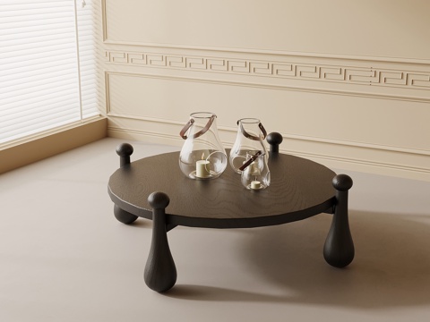  法式复古风茶几 圆形茶几3d模型 