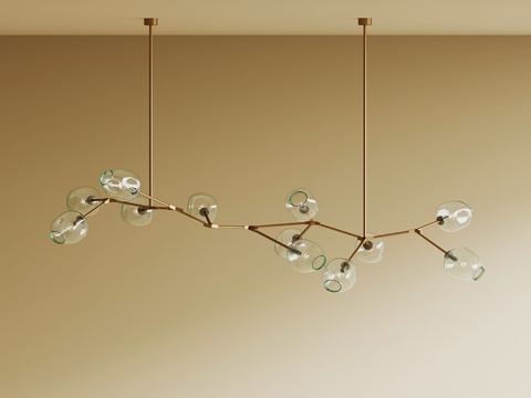  新中式吊灯su模型 